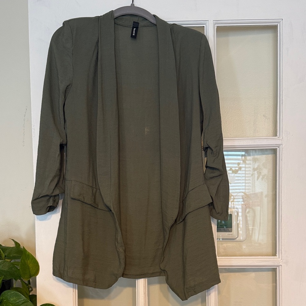 Olive Green Women's Open Front Cardigan